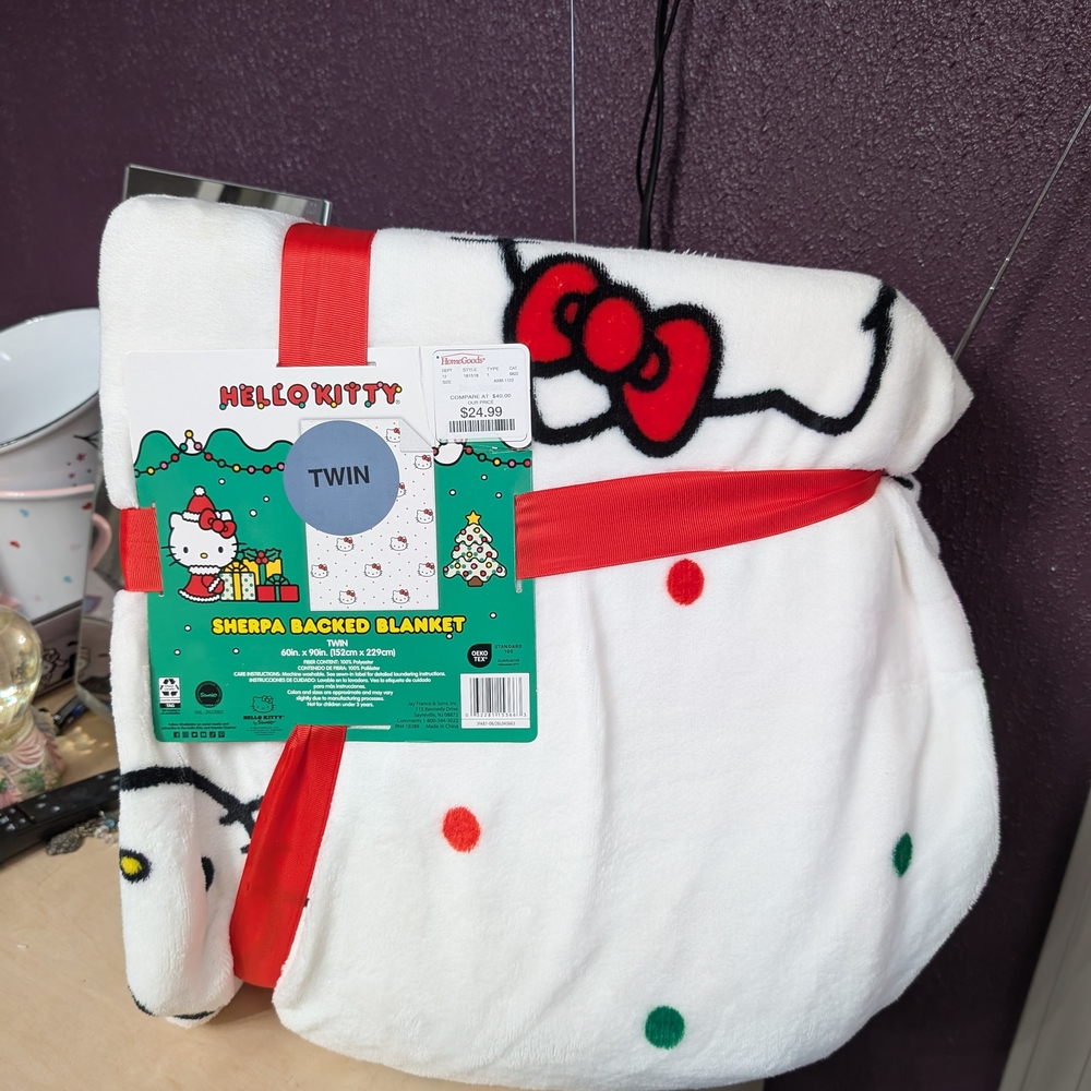 Hello Kitty Sherpa Backed Blanket